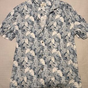 Joe Fresh White & Blue Tropical Short-Sleeve Button-Up Shirt